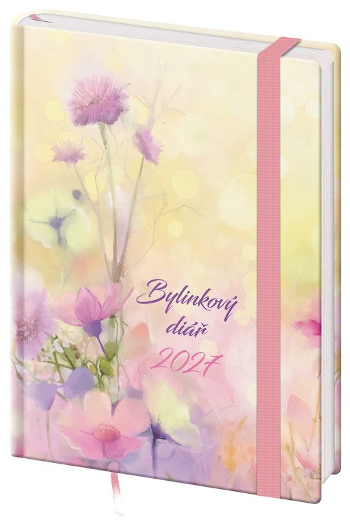 Diáře Vario s gumičkou - Týdenní diář B6 Bylinkový Louka s gumičkou