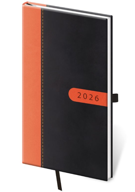 Diáře 2026, plánovací diáře - Kapesní diář Bora černo/oranžový