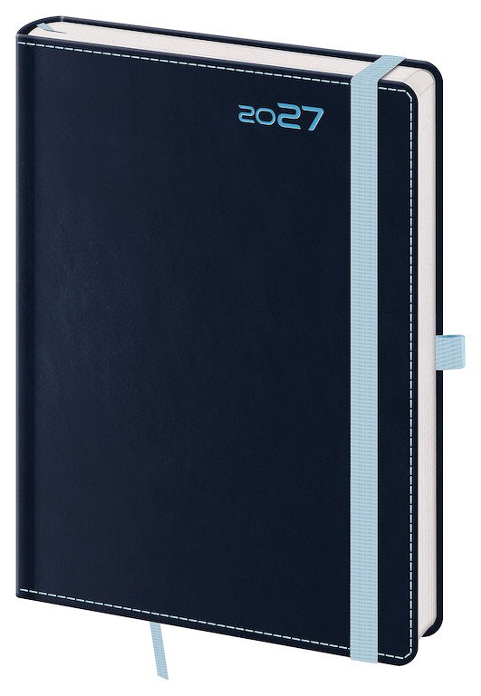 Diáře 2027, plánovací diáře - Týdenní diář A5 Double Blue s poutkem
