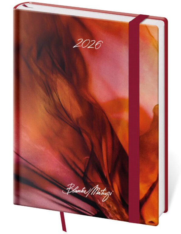 GOMMATO (matné bez struktury) - Týdenní diář B6 Vario Matragi Red s gumičkou