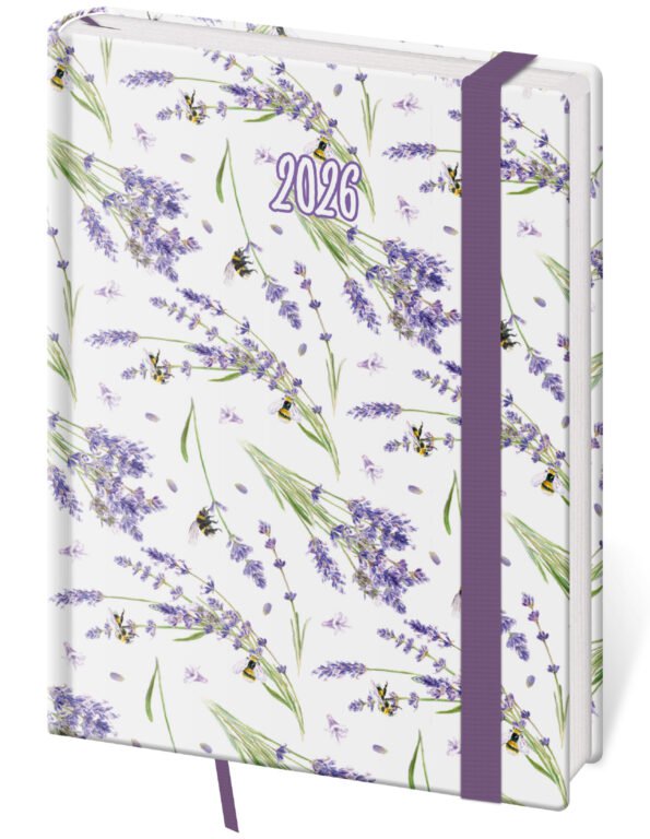 GOMMATO (matné bez struktury) - Denní diář B6 Vario Lavender s gumičkou