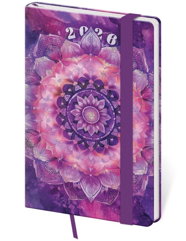 GOMMATO (matné bez struktury) - Kapesní diář Vario Mandala s gumičkou