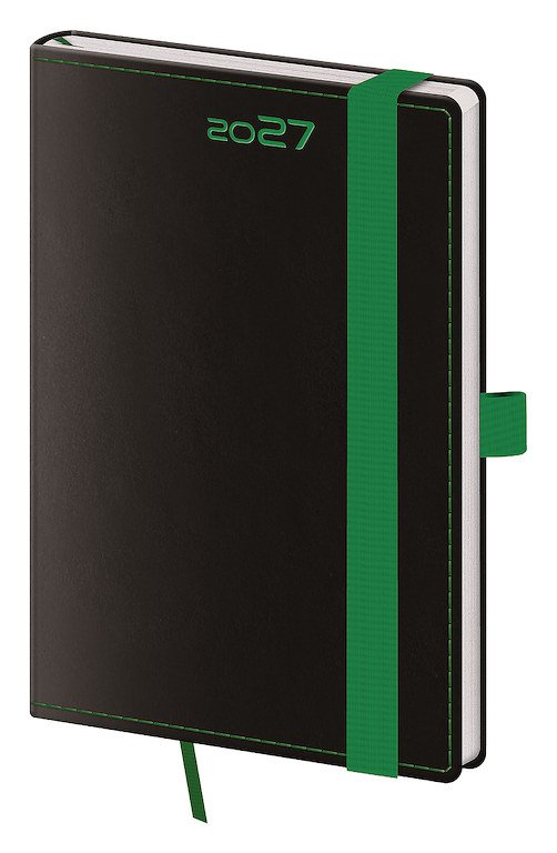 Kapesní diář A6 Black Green s poutkem