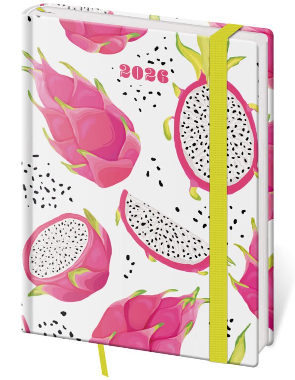 GOMMATO (matné bez struktury) - Týdenní diář B6 Vario Pitaya s gumičkou