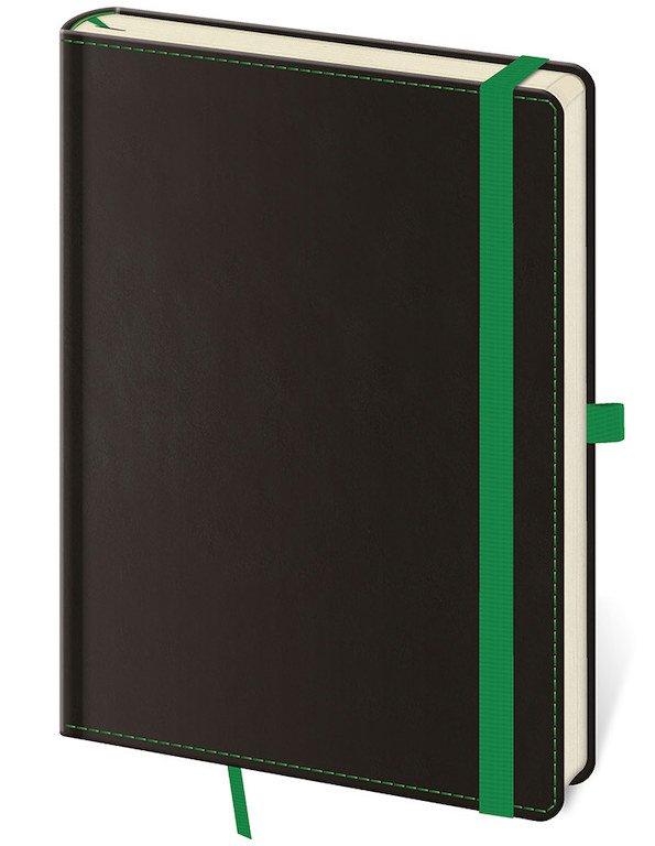 Památníky - Linkovaný zápisník Black Green L