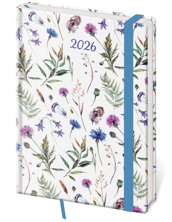 GOMMATO (matné bez struktury) - Týdenní diář A5 Vario Wildflowers s gumičkou