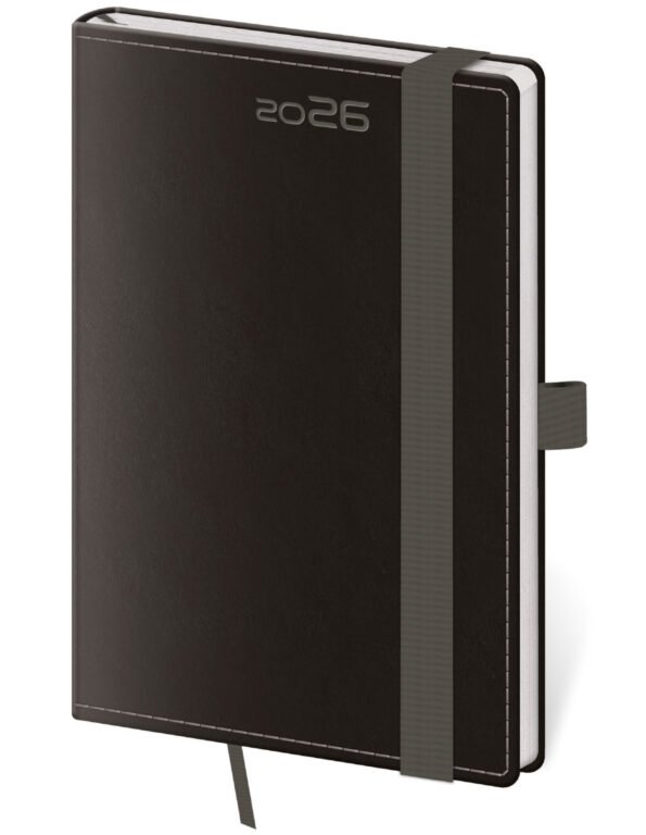 Diáře 2026, plánovací diáře - Kapesní diář Double Black s poutkem