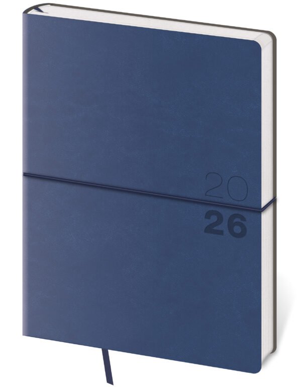 Týdenní diář B6 Flexio tmavě modrý s gumičkou