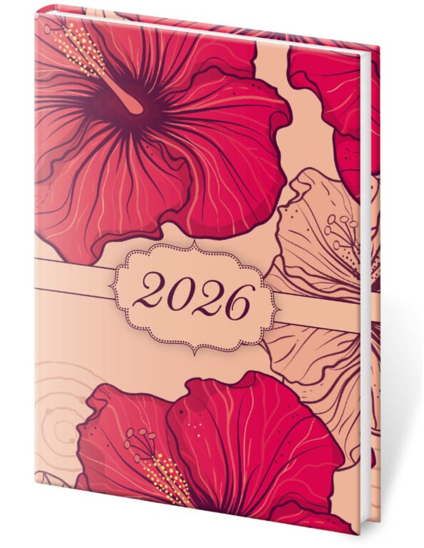 GOMMATO (matné bez struktury) - Kapesní diář A7 Vario Lyra Hibiscus