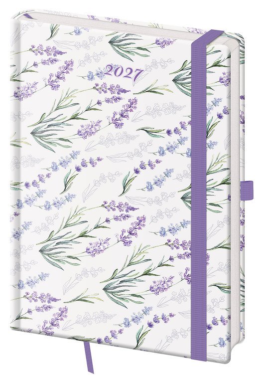 Diáře Vario s gumičkou - Denní diář A5 Vario Lavender s gumičkou