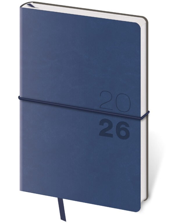 GOMMATO (matné bez struktury) - Kapesní diář Flexio tmavě modrý s gumičkou