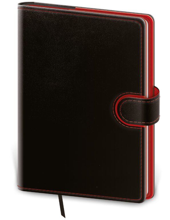 GOMMATO (matné bez struktury) - Denní diář A5 Flip černo/červený