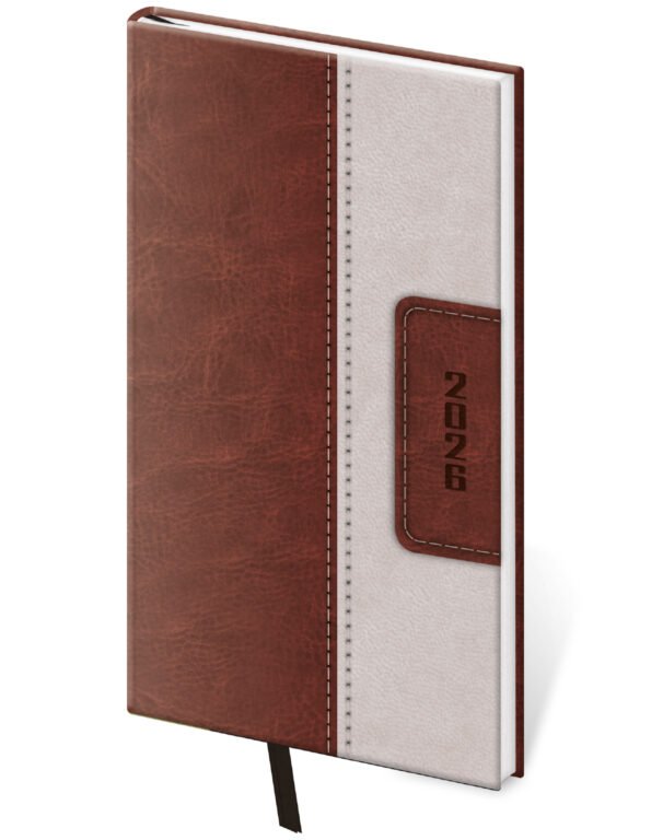 GOMMATO (matné bez struktury) - Kapesní diář Classic hnědo/béžový