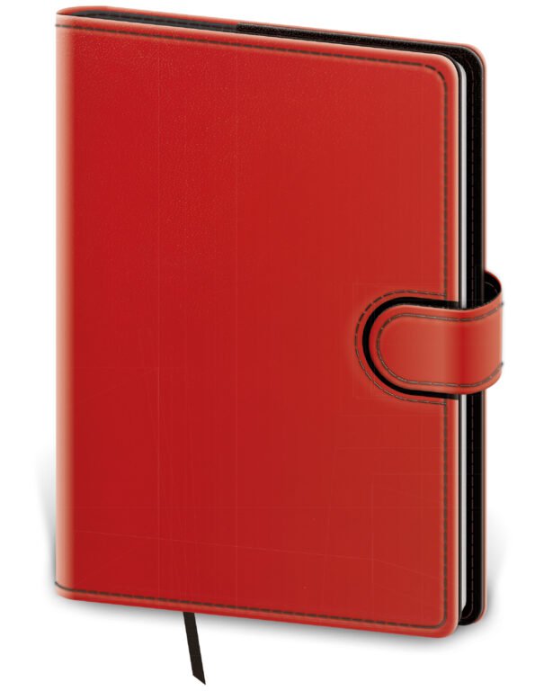GOMMATO (matné bez struktury) - Denní diář B6 Flip červeno/černý