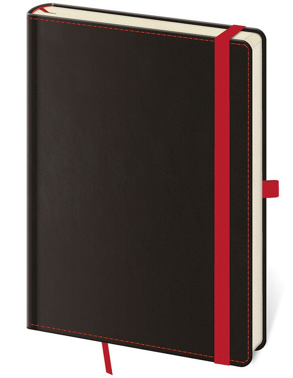Památníky - Tečkovaný zápisník Black Red L (čtverečkovaný)