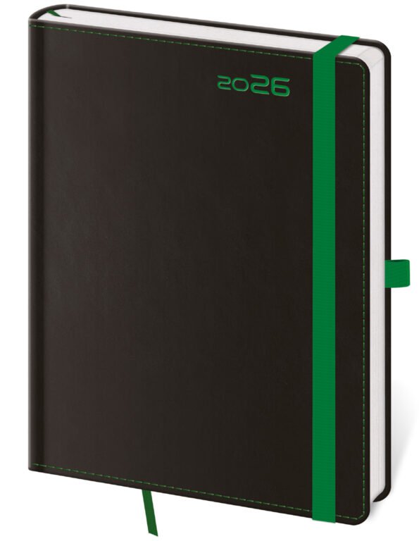 Týdenní diář A5 Black Green s poutkem