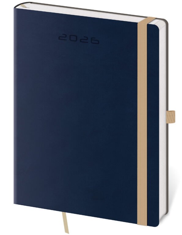 GOMMATO (matné bez struktury) - Týdenní diář B6 Flexies tmavě modrý s poutkem