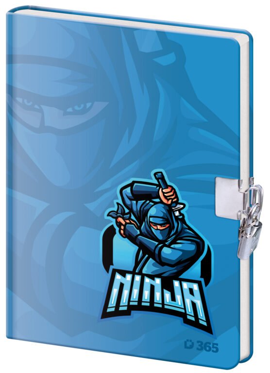 Zápisníky s gumičkou - Památník 13x18 cm se zámkem - Ninja