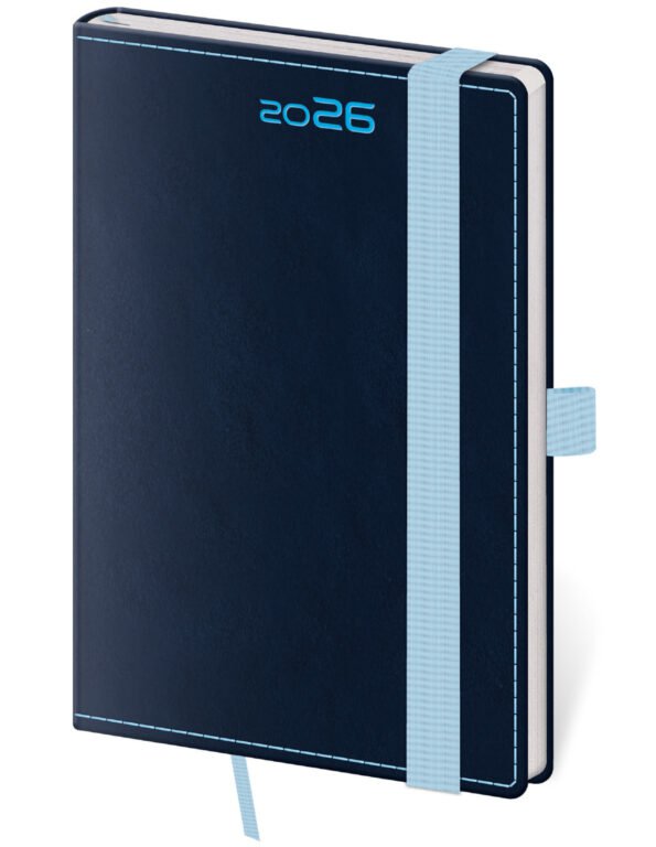 GOMMATO (matné bez struktury) - Kapesní diář Double Blue s poutkem