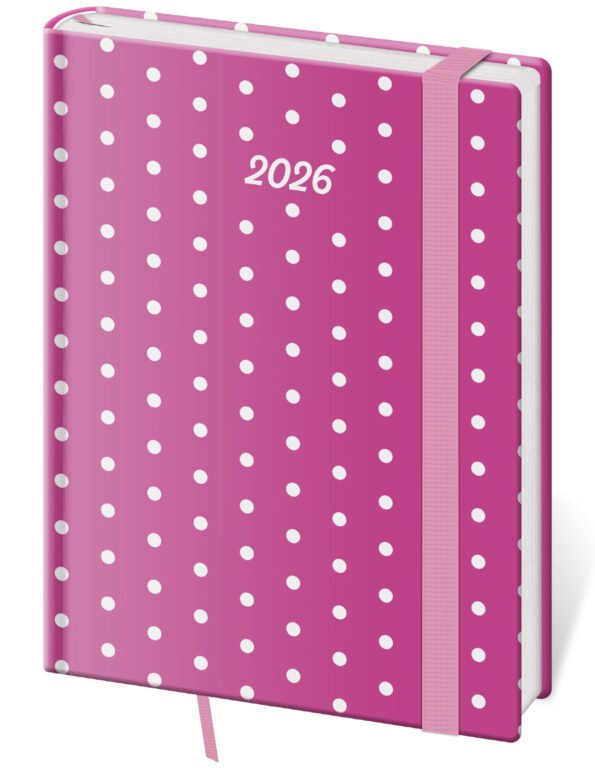 GOMMATO (matné bez struktury) - Denní diář B6 Vario Pink s gumičkou