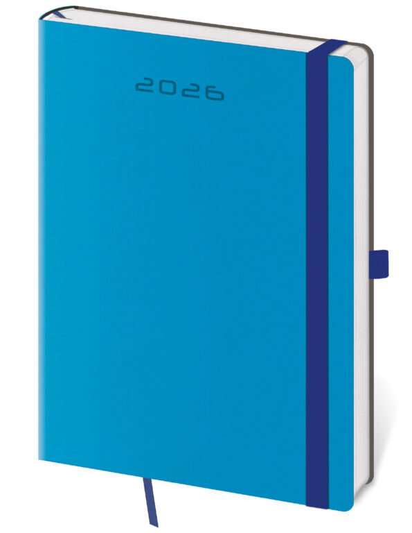 GOMMATO (matné bez struktury) - Denní diář A5 Flexies modrý s poutkem