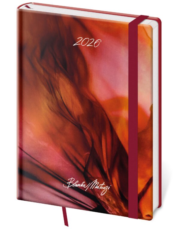 GOMMATO (matné bez struktury) - Týdenní diář A5 Vario Matragi Red s gumičkou