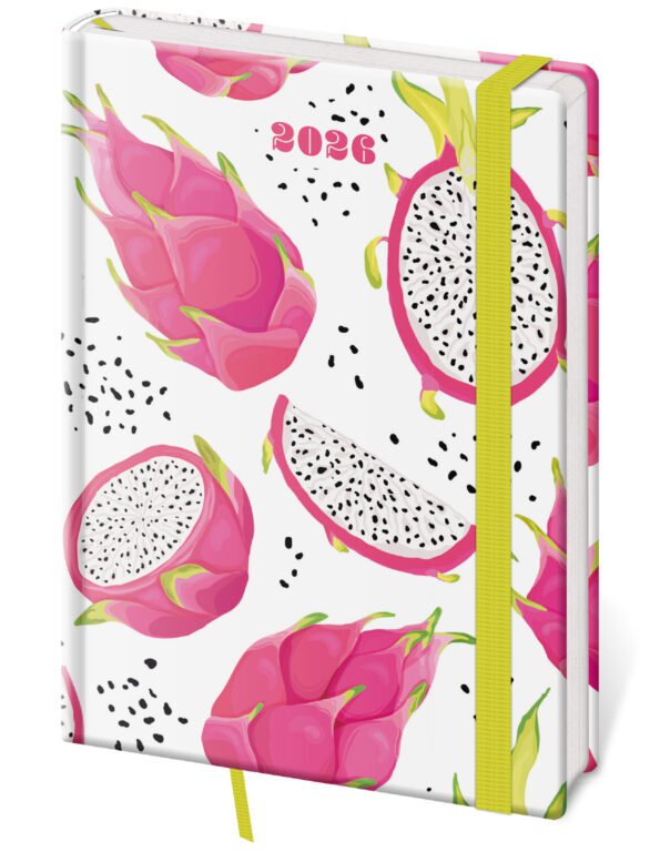 GOMMATO (matné bez struktury) - Týdenní diář A5 Vario Pitaya s gumičkou