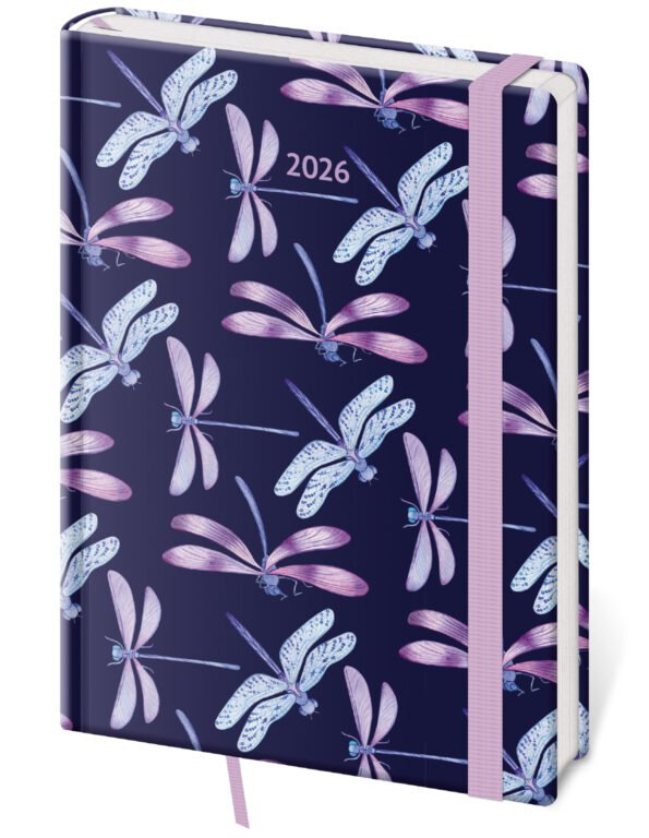 GOMMATO (matné bez struktury) - Týdenní diář A5 Vario Dragonfly s gumičkou