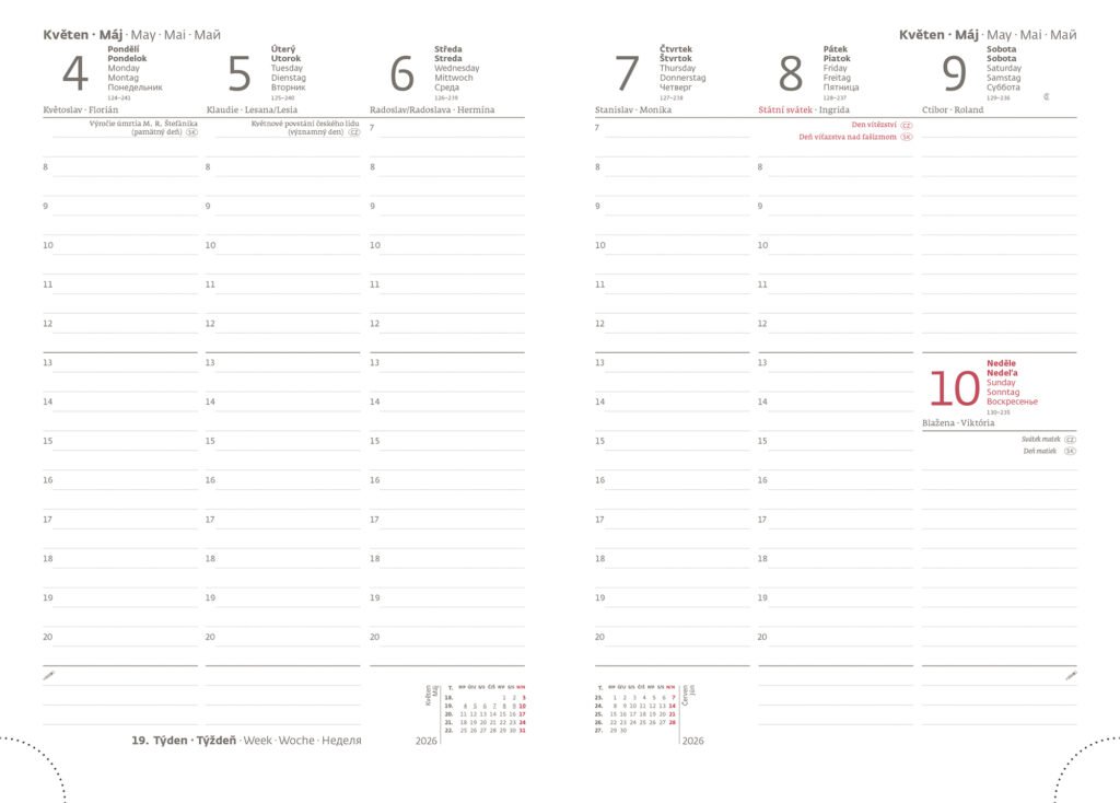 Diáře 2026, plánovací diáře - Týdenní diář A5 Vario Dragonfly s gumičkou