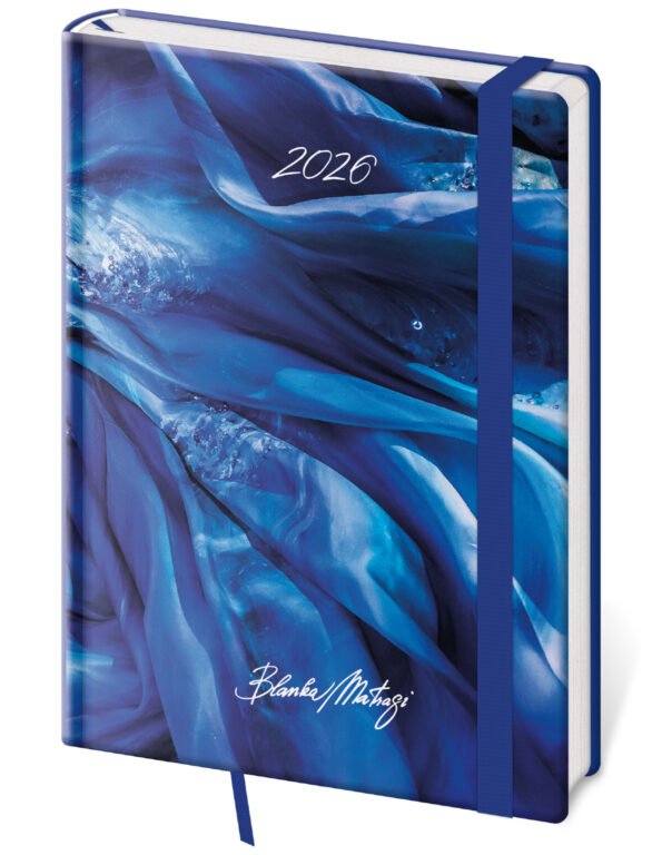 GOMMATO (matné bez struktury) - Týdenní diář A5 Vario Matragi Blue s gumičkou