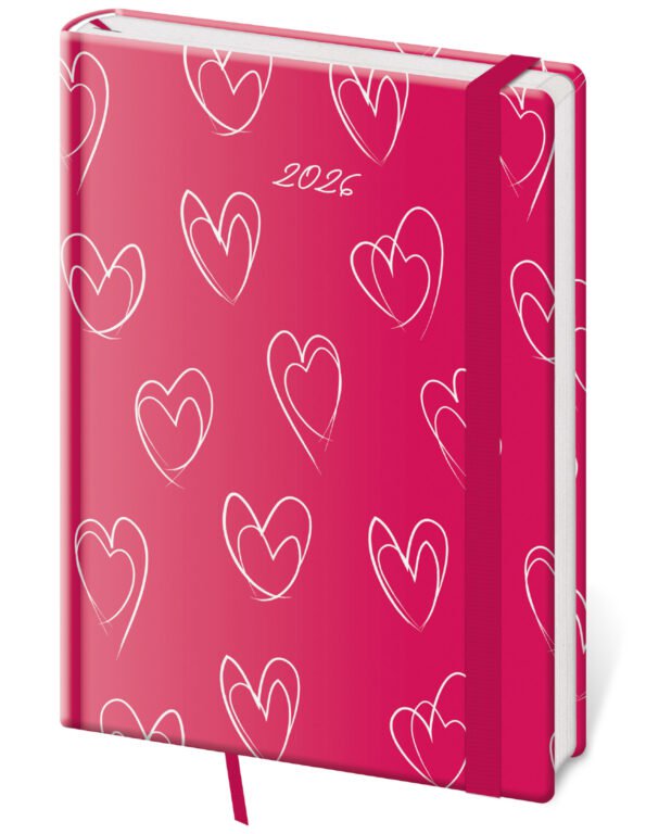 Denní diář A5 Vario Hearts s gumičkou