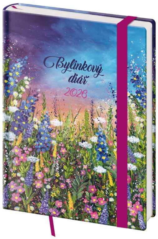 GOMMATO (matné bez struktury) - Týdenní diář B6 Bylinkový Meadow s gumičkou