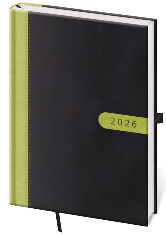 Diáře 2026, plánovací diáře - Týdenní diář A5 Bora černo/zelený