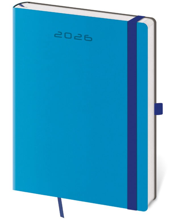 GOMMATO (matné bez struktury) - Týdenní diář B6 Flexies modrý s poutkem