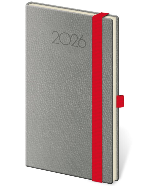 Kapesní diář New Praga tmavě šedý s gumičkou