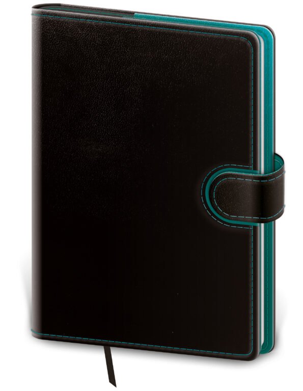 GOMMATO (matné bez struktury) - Denní diář A5 Flip černo/petrolejový