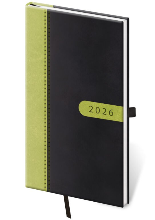 Kapesní koženkové diáře - Kapesní diář Bora černo/zelený