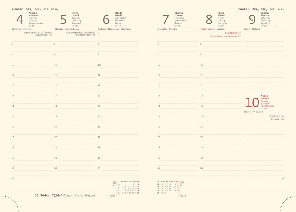 Diáře 2026, plánovací diáře - Týdenní diář A5 New Praga modrý s gumičkou