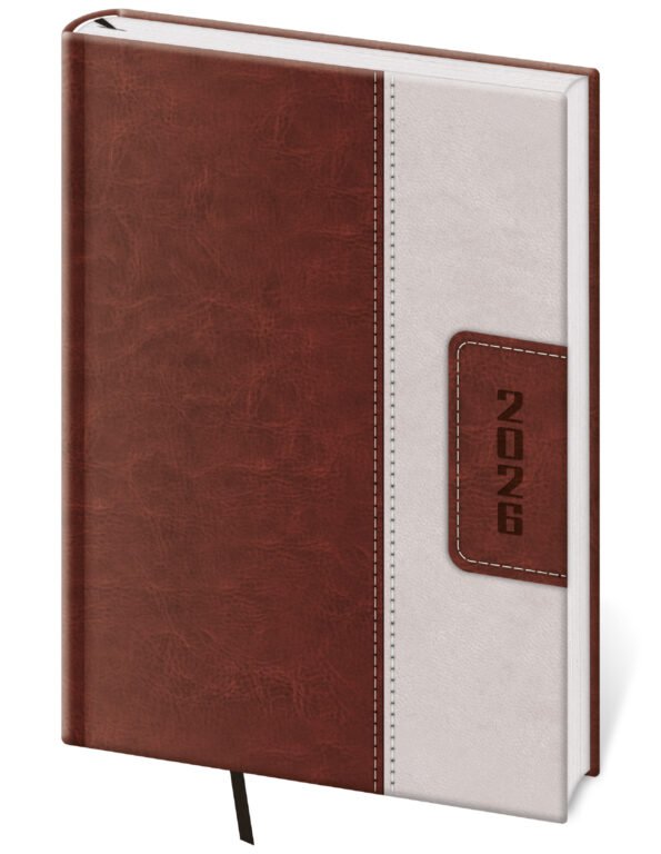 GOMMATO (matné bez struktury) - Denní diář A5 Classic hnědo/béžový