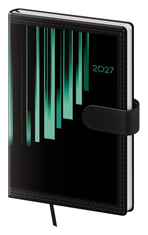 NEBRASCA (imitace kůže) - Kapesní diář A6 Tone s magnetem zelený