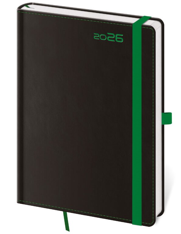 Týdenní diář B6 Black Green s poutkem