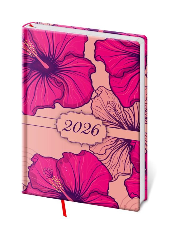 GOMMATO (matné bez struktury) - Týdenní diář A5 Vario Lyra Hibiscus