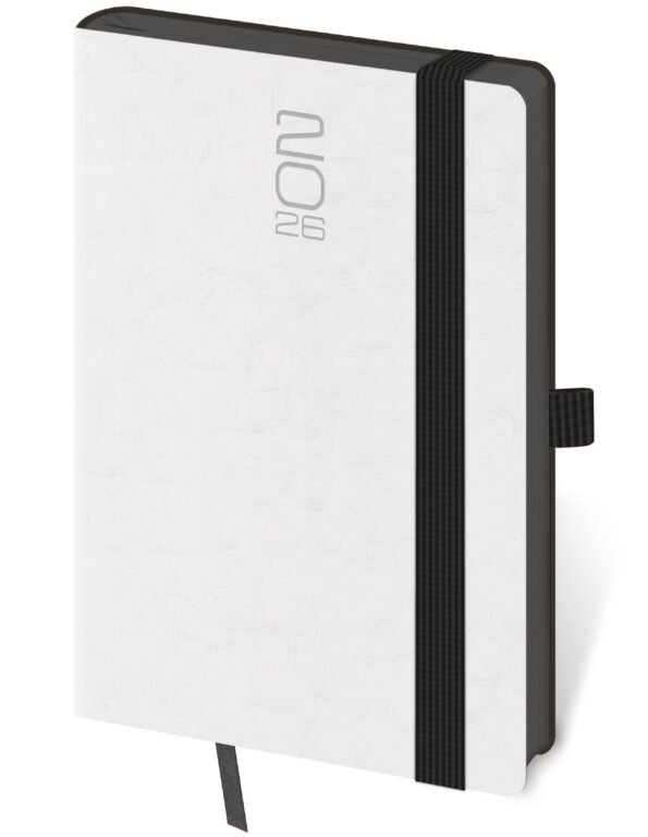 Kapesní diář Memory bílý s gumičkou