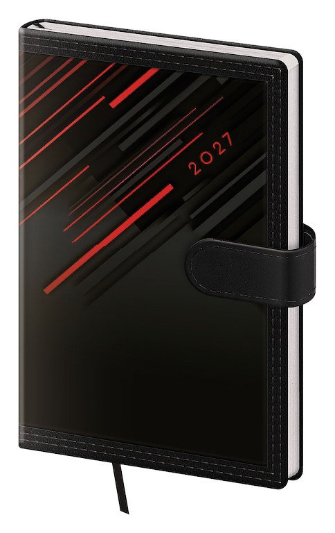 NEBRASCA (imitace kůže) - Kapesní diář A6 Tone s magnetem červený