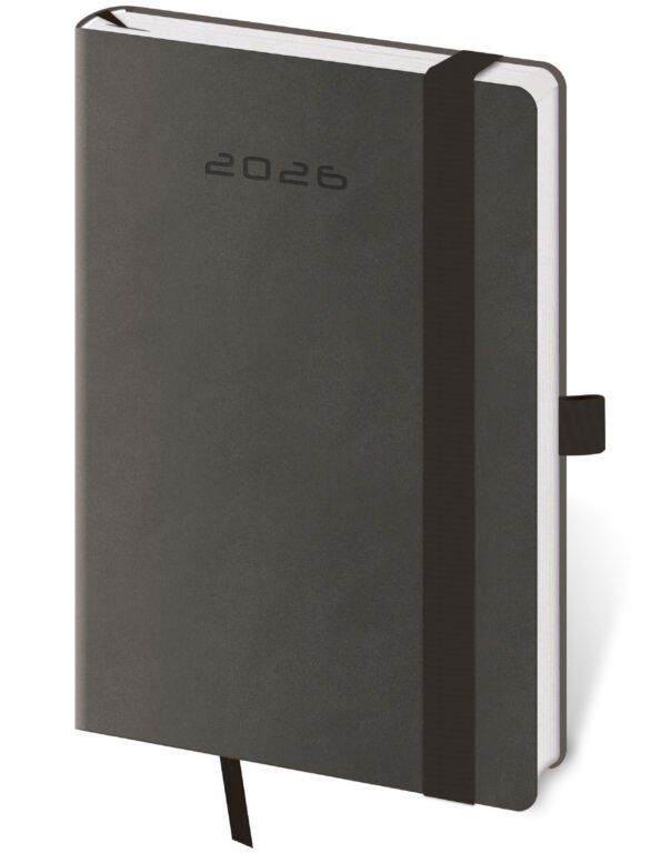 GOMMATO (matné bez struktury) - Kapesní diář Flexies tmavě šedý s poutkem