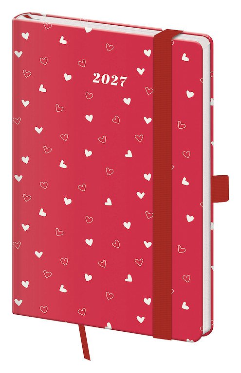 Diáře Vario s gumičkou - Kapesní diář A6 Vario Hearts s gumičkou