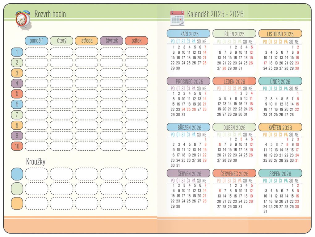 Diáře 2026, plánovací diáře - Školní diář STUDENT OMB 2025/26 - české kalendárium