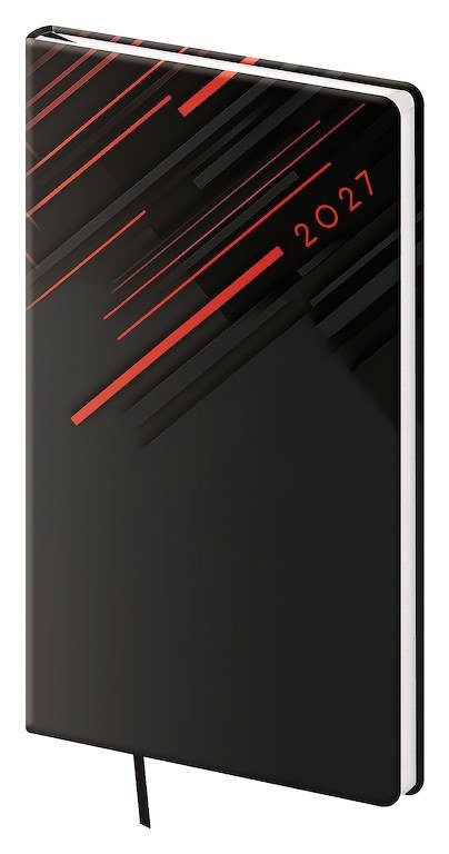 NEBRASCA (imitace kůže) - Kapesní diář A6 Vario Red lines
