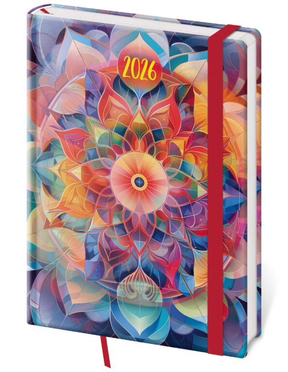 GOMMATO (matné bez struktury) - Denní diář A5 Vario Kaleidoscope s gumičkou