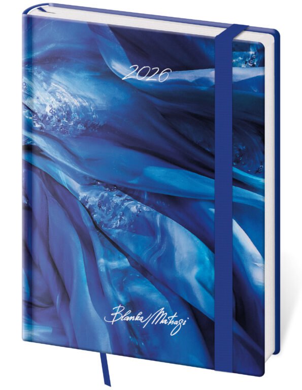 GOMMATO (matné bez struktury) - Týdenní diář B6 Vario Matragi Blue s gumičkou